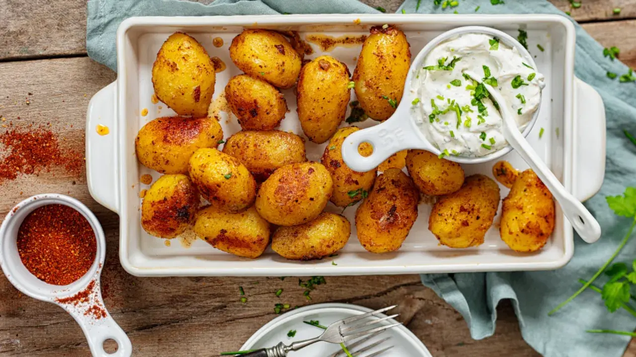 Herzhafte Kartoffeln aus dem Ofen mit Kräuterquark – ein tolles Gericht für Rezepte mit Kartoffeln als Hauptspeise.