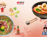 Unterschied Pho und Ramen: Eine Schüssel Pho mit Rindfleisch und Limette neben einer Schüssel Ramen mit Schweinefleisch und Ei.