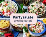 Die besten Salate zur Party: Cremige Nudel- und Kartoffelsalate, ein Schichtsalat mit Tortilla-Chips und ein herzhafter Reis-Salat. Einfache Rezepte für jeden Anlass.