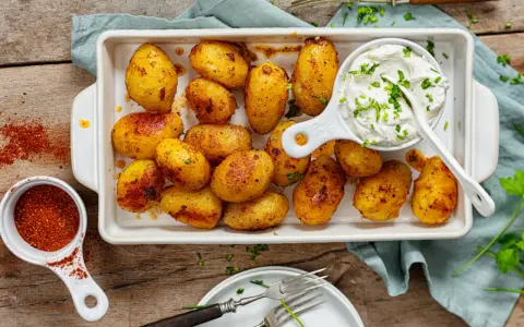 Herzhafte Kartoffeln aus dem Ofen mit Kräuterquark – ein tolles Gericht für Rezepte mit Kartoffeln als Hauptspeise.