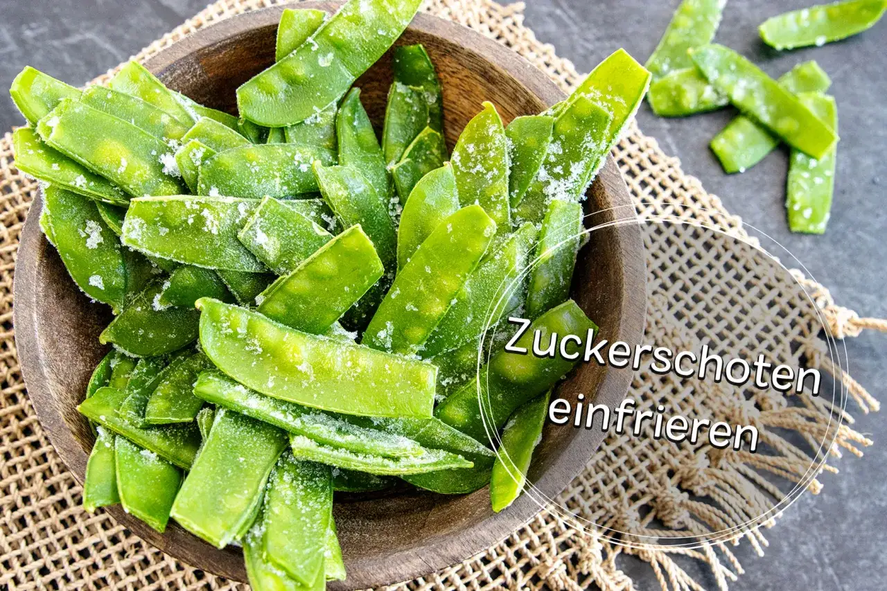 Zuckerschoten, frisch und gr&uuml;n, bereit zum Einfrieren. So bleiben sie knackig und voller Vitamine f&uuml;r sp&auml;ter.