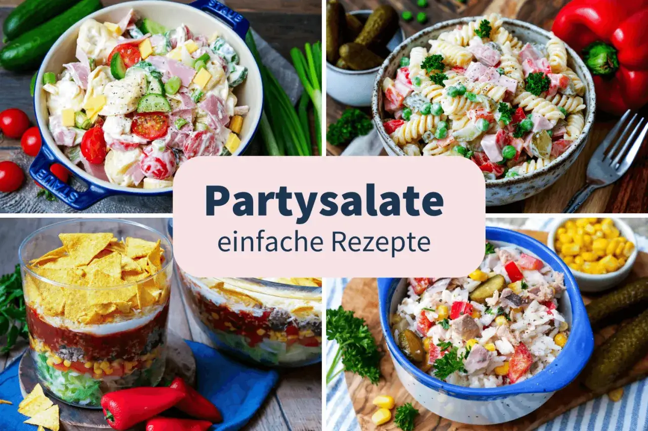 Die besten Salate zur Party: bunte Nudel-, Kartoffel- und Schichtsalate, die schnell zubereitet sind und jedem schmecken.