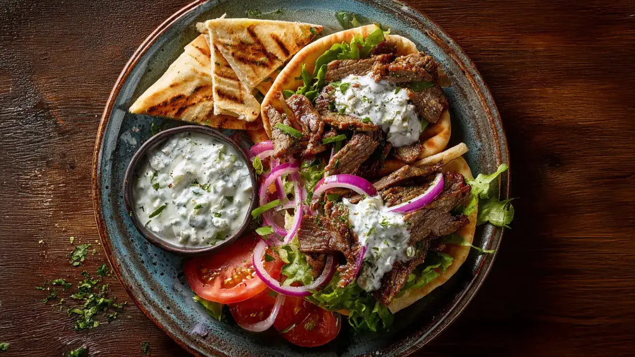 Zartes Fleisch, Tzatziki und Pitabrot &ndash; ein k&ouml;stliches Gyros Rezept, das zum Anbei&szlig;en einl&auml;dt.